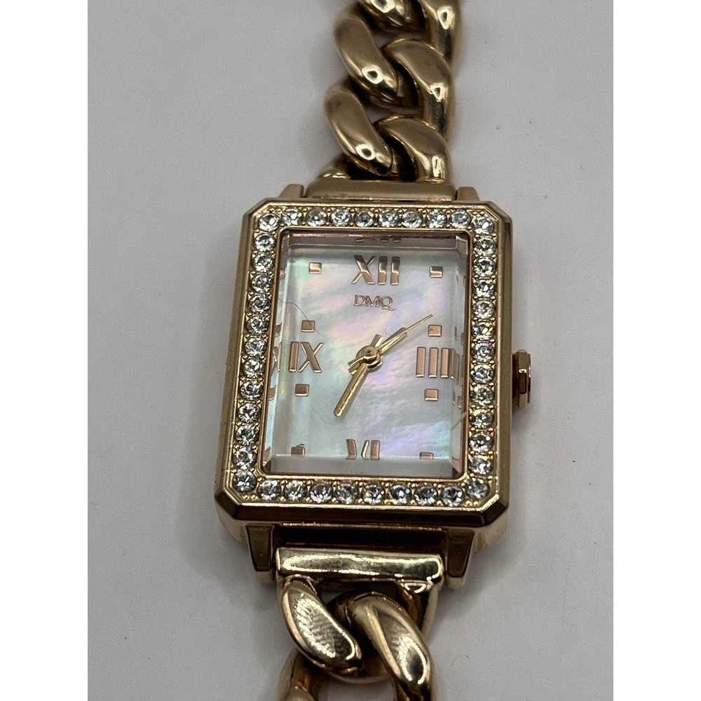DMQ Women's Quartz Watch Rose Gold Rhinestone Bezel MOP Dial- New‎ Battery